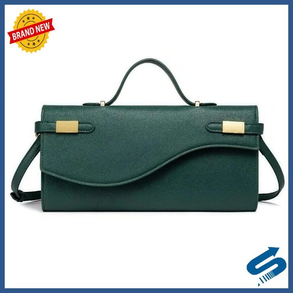 PU Leather Clutch with Detachable Strap Evening Handbag Women
